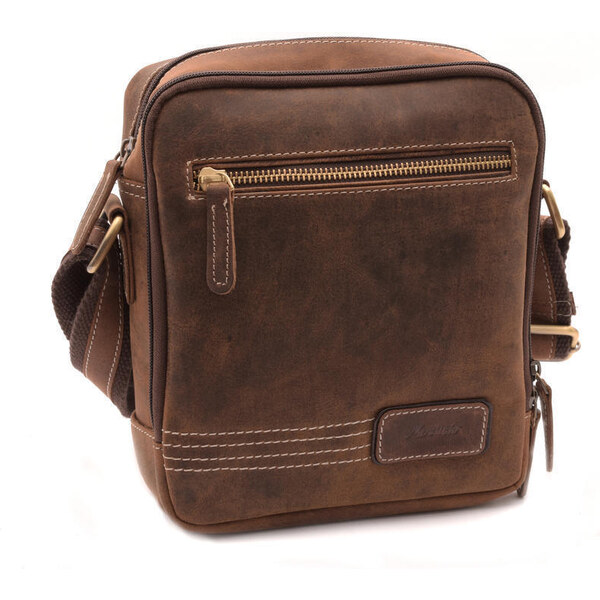 Mercucio PÁNSKE KOŽENÉ CROSSBODY TMAVO HNEDÝ HUNTER 250854 36585006