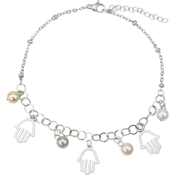 Lindas Jewelry Náramok na nohu Hamsa s perlami chirurgická oceľ INR155 36600533