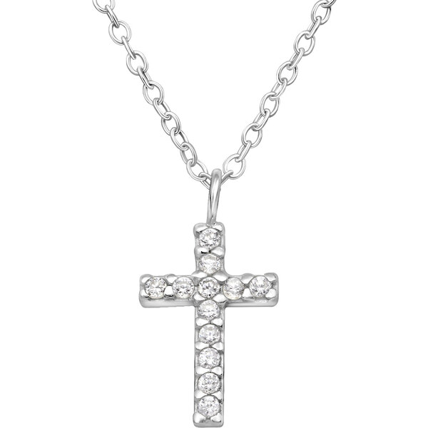 Glory strieborný náhrdelník s príveskom Krížik so zirkónmi S1009 28842500