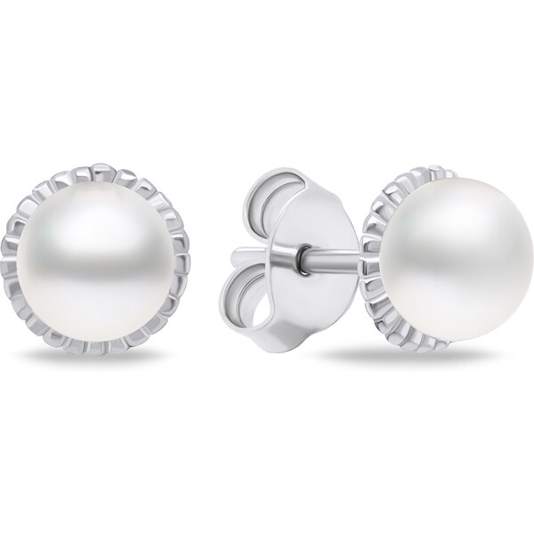Brilio Silver Minimalistické strieborné náušnice s pravými perlami 66596002
