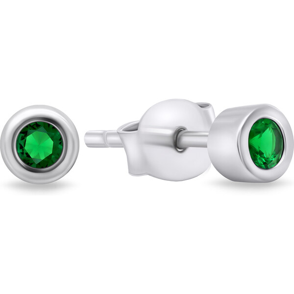 Brilio Silver Nadčasové strieborné náušnice so zelenými zirkónmi 66614588