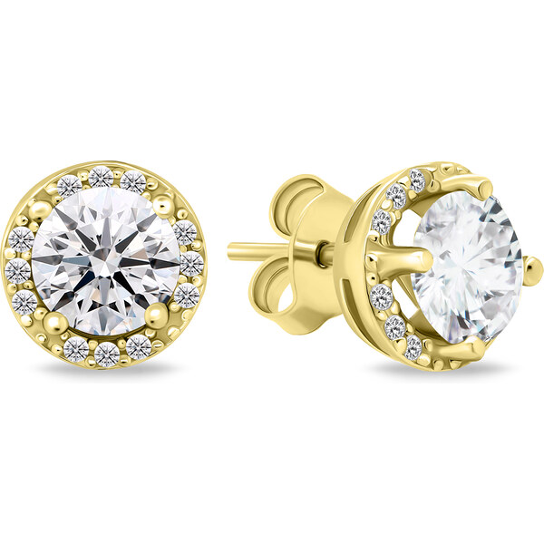 Brilio Silver Blyštivé pozlátené náušnice so zirkónmi EA601Y 66578602