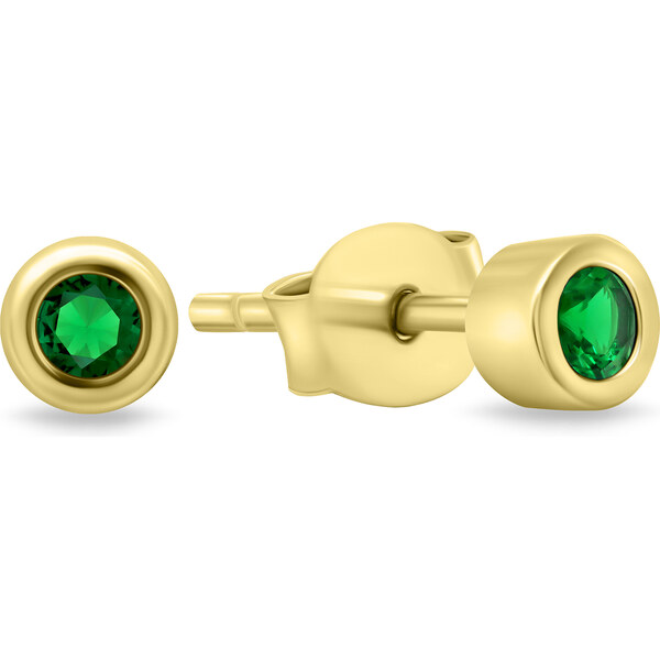 Brilio Silver Nadčasové pozlátené náušnice so zelenými zirkónmi 66614581