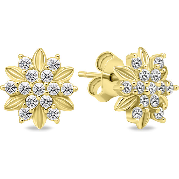 Brilio Silver Pozlátené kôstkové náušnice so zirkónmi EA614Y 66582023