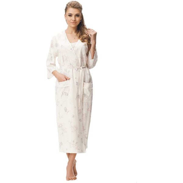 Dorota Dlhý dámsky tenký župan Lea ecru 9356737