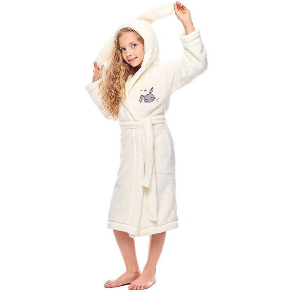 L&L Dievčenský župan s ušami Bunny ecru 13914022