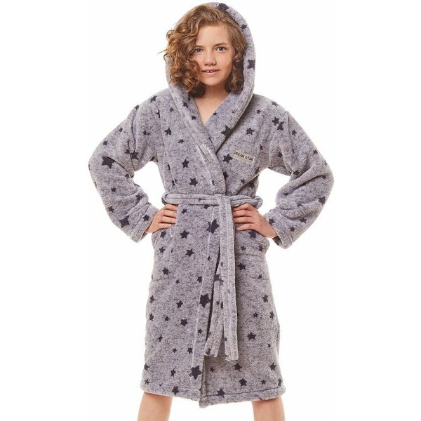 L&L Dievčenský župan Dream star sivý s hviezdičkami 27019496