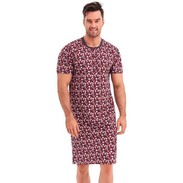 Taro Pánska nočná košeľa Filip sivo-červená 65624576