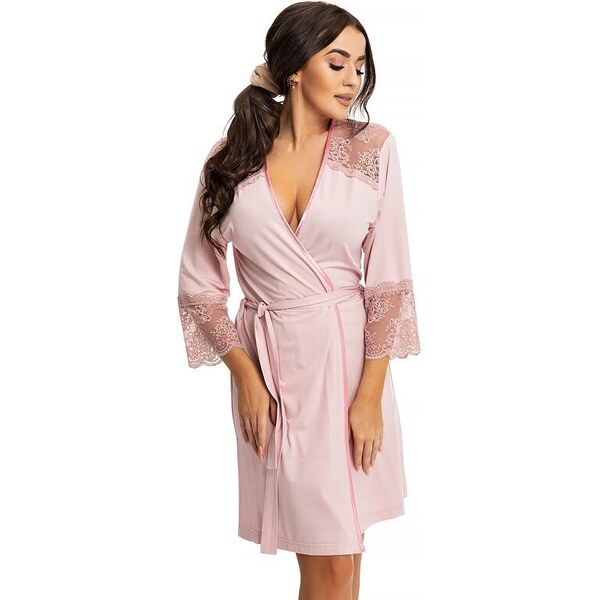 Dorota Dámsky župan Sindy ružový s čipkou 30363999