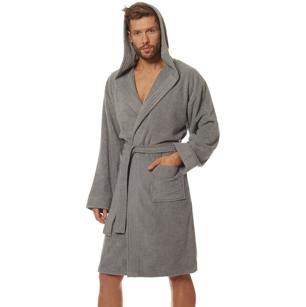 L&L Pánsky froté župan Leon sivý kratší 30118911