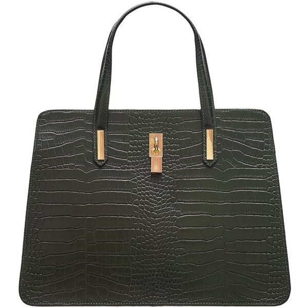 Glamorous by GLAM Dámska kožená kabelka razená - tmavo zelená 36687595