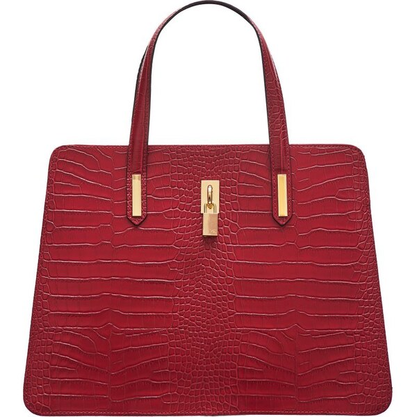 Glamorous by GLAM Dámska kožená kabelka razená - červená 36687594