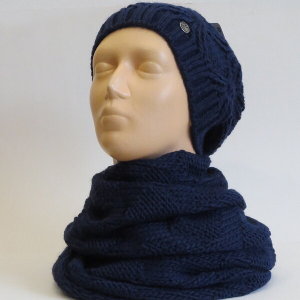 Poľsko Dámsky set čiapka a šál tunel - tmavomodrý 36691002