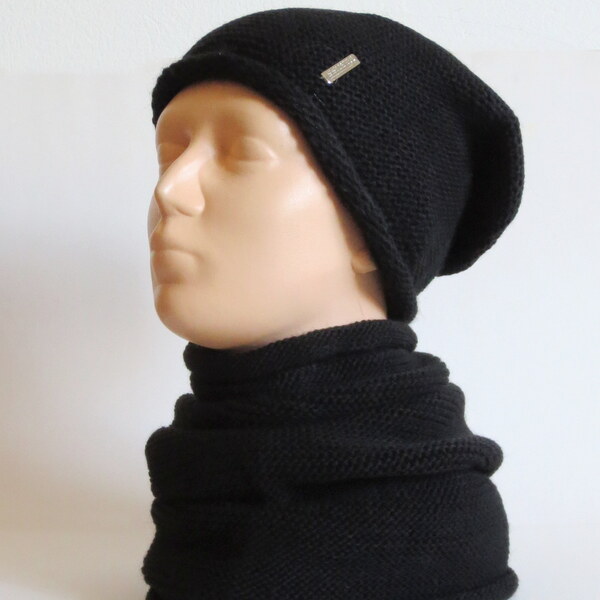 Dámska súprava čiapka a šál (nákrčník) - čierna 36690983