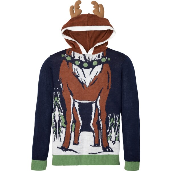 bonprix Kapucňový pulóver s vianočným motívom z recyklovateľného 46236409