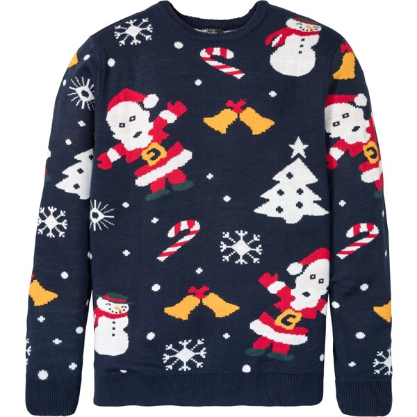 bonprix Pulóver s vianočným motívom, farba modrá 46236405