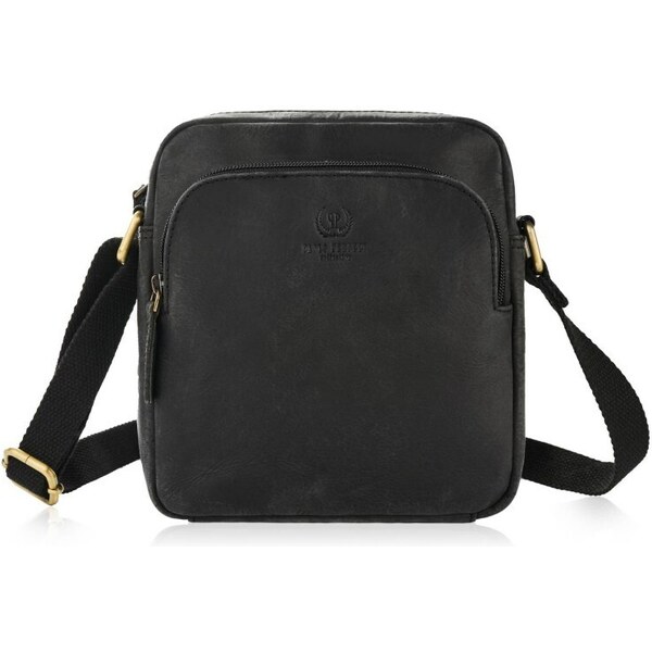 PAOLO PERUZZI Kožená taška cez rameno T-63-HBL | čierna T-63-HBL 36708298