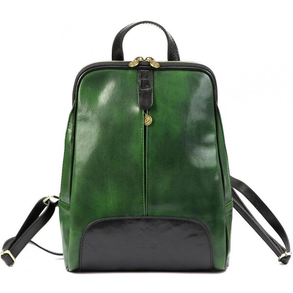 Vera Pelle Kožený zeleno-čierny dámsky batoh Florence 36714331