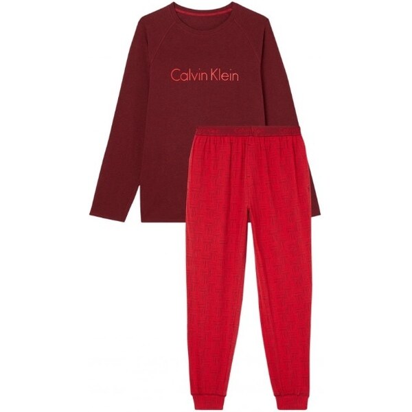 Pánsky pyžamový set NM1592E 6NJ bordo/červená - Calvin Klein 36731004