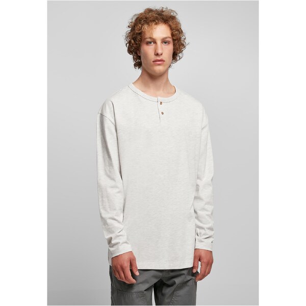 Urban Classics Eco-friendly Oversized Henley Long Sleeve Light Grey 50648212