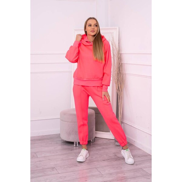 MladaModa Zateplená tepláková súprava s kapucňou model 9373 neónovo 36779504