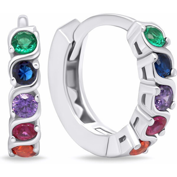 Brilio Silver Blyštivé strieborné náušnice s farebnými zirkónmi 66586648