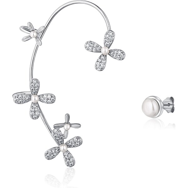 JwL Luxury Pearls Asymetrické náušnice s perlami a zirkónmi - pravá 66590269