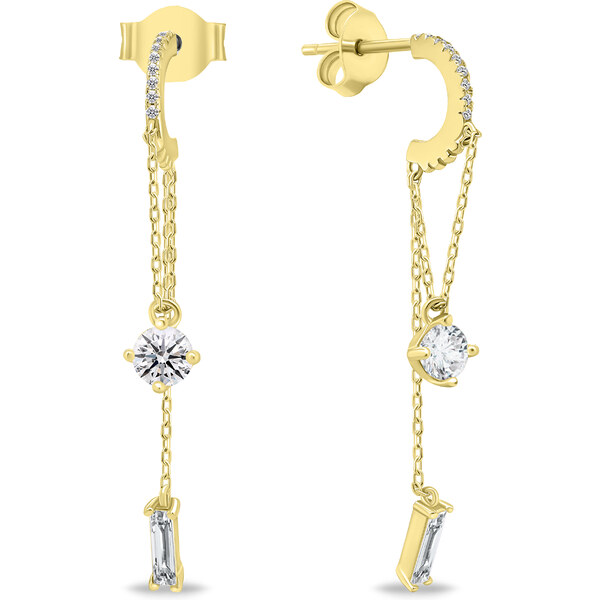 Brilio Silver Štýlové dlhé pozlátené retiazkové náušnice EA628Y 66586175