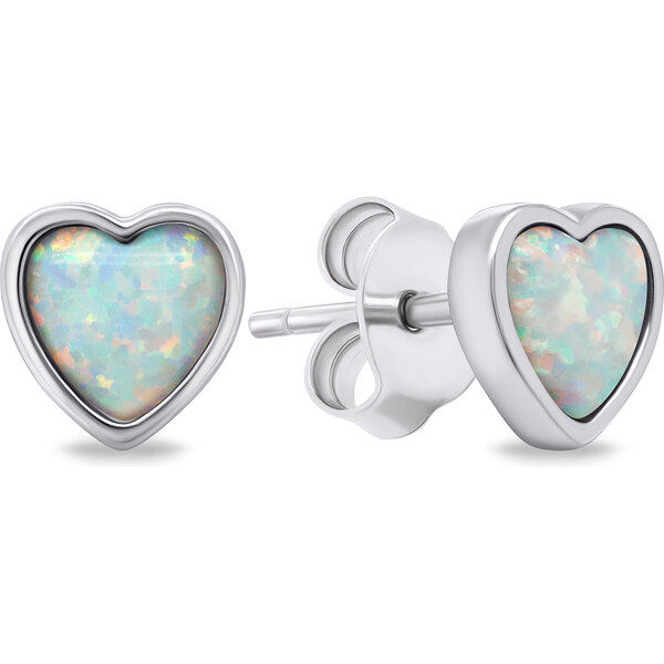 Brilio Silver Nežné strieborné náušnice Srdiečka so syntetickými 66615787