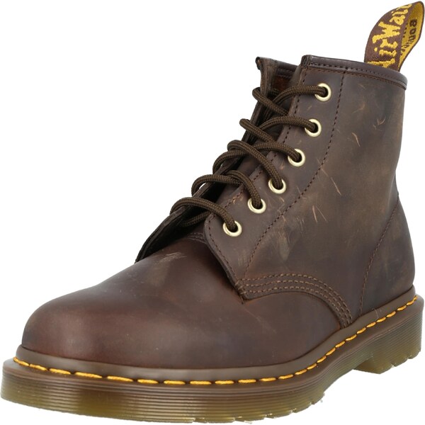 Dr. Martens Šnurovacie členkové čižmy tmavohnedá / žltá 67020287