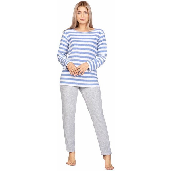 Regina Dámske froté pyžamo Mia modré pruhy 26868099