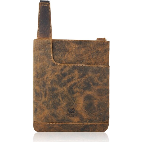 PAOLO PERUZZI Kožená dámska taška Vintage T-60-HBR | svetlohnedá T-60 36933223