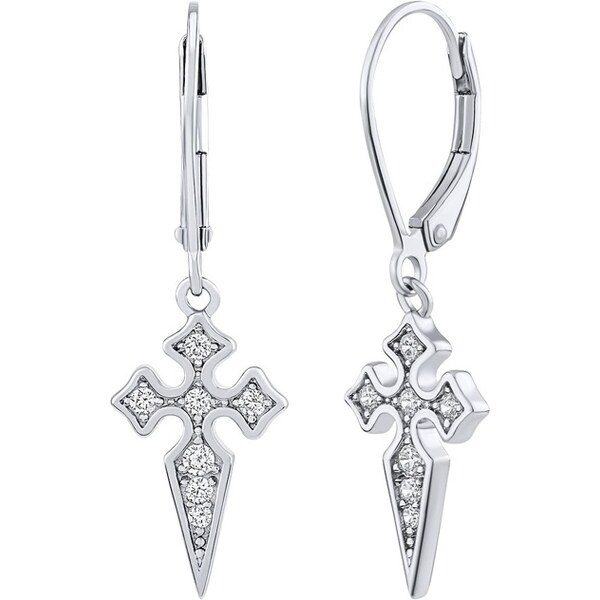 Silvego Strieborné náušnice Gethel v tvare kríža s Brilliance Zirconia 66590009