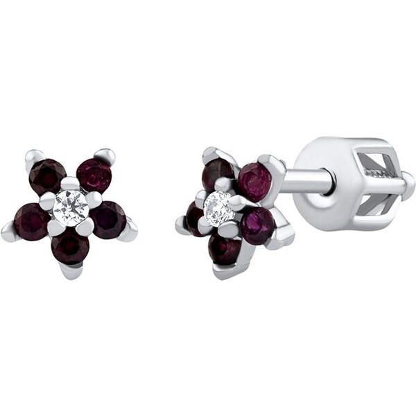 Silvego Strieborné náušnice kvietky Saskia so syntetickým rubínom a 66584307