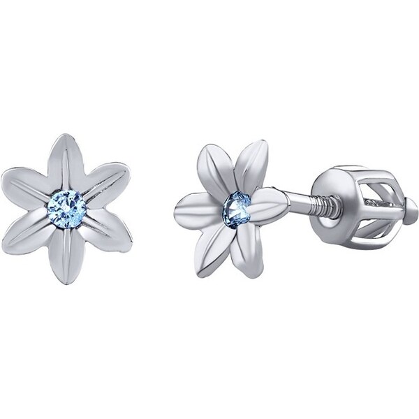 Silvego Strieborné náušnice kvietky Beauty s modrými Brilliance 66591553