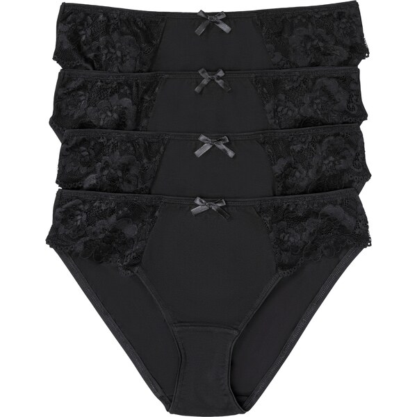 bonprix Nohavičky (4 ks) s čipkou, farba čierna 44915646