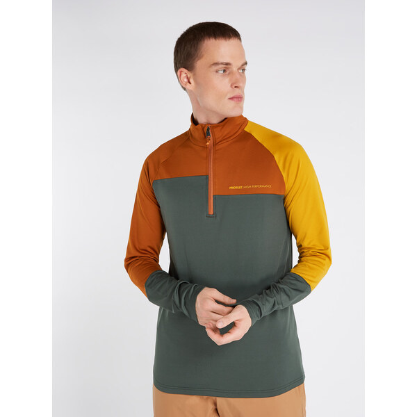Pánska funkčná mikina Protest HOLDME zelená/oranžová 36486848