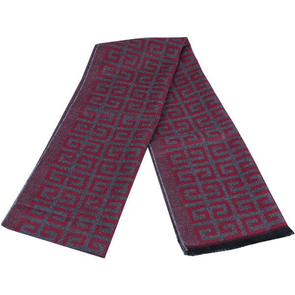 Červeno-šedý pánsky šál PNN64 37019095