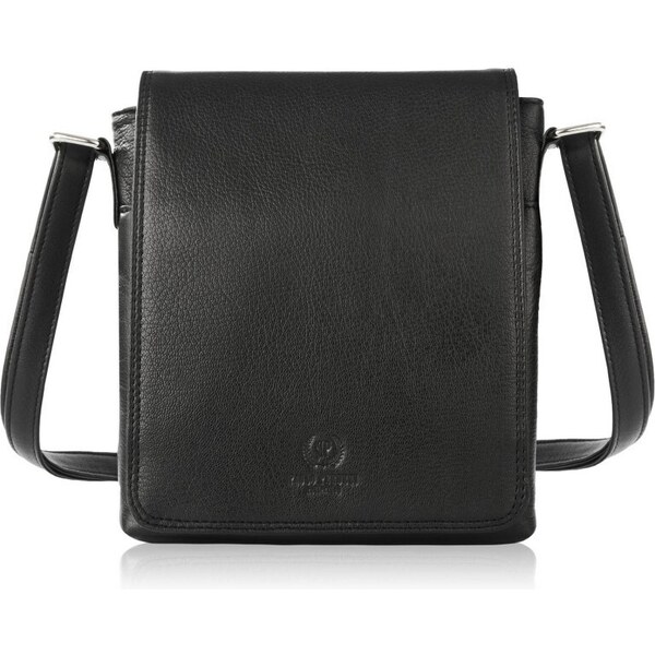 PAOLO PERUZZI Pánska kožená taška na rameno T-59-BL | čierna T-59-BL 47295184