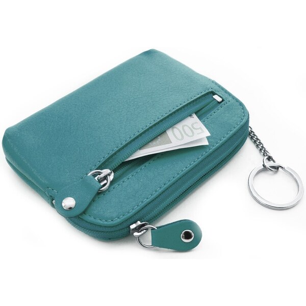 Arwel Väčšia tyrkysová kožená dvojzipsová kľúčenka 619-8104-53 37055320