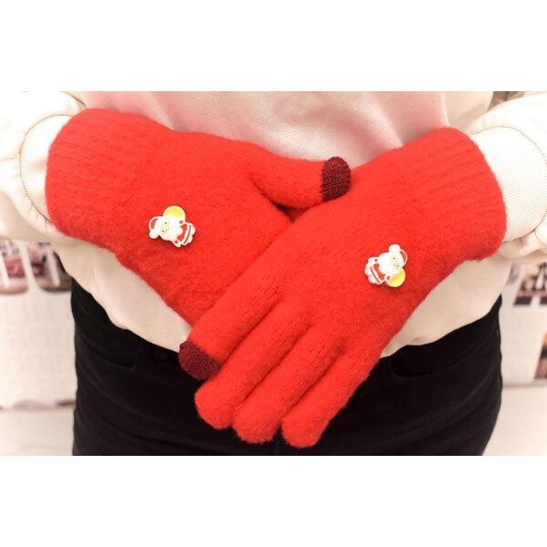 AURA.VIA Dámske červené mohérové rukavice CHRISTIE 3 37063423