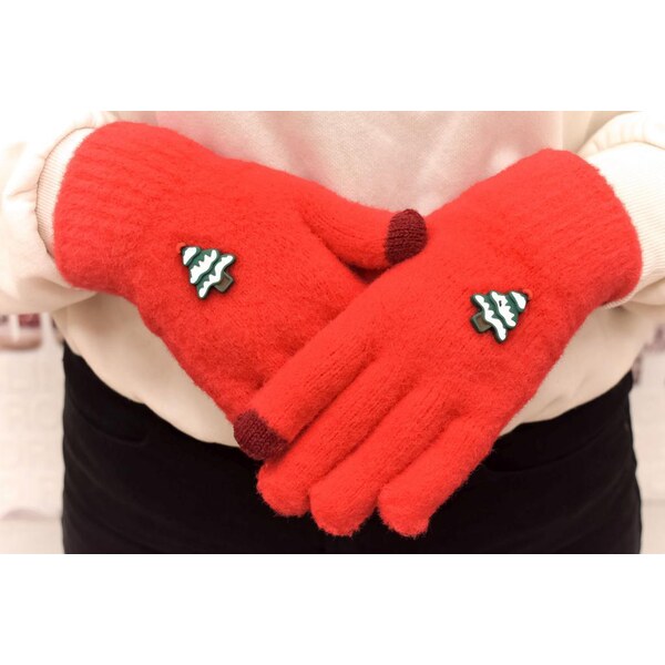 AURA.VIA Dámske červené mohérové rukavice CHRISTIE 2 37063424