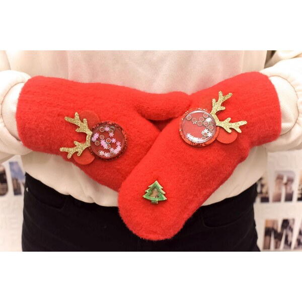 AURA.VIA Dámske červené mohérové rukavice MONNIE SOBIK 37063431