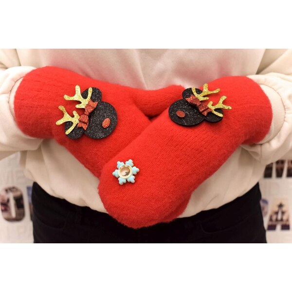 AURA.VIA Dámske červené mohérové rukavice MONNIE SOBIK 37063432