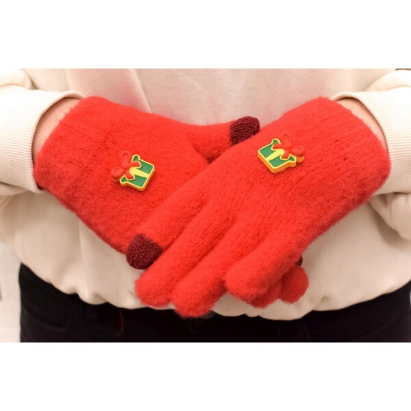 AURA.VIA Dievčenské červené mohérové rukavice ABIES 37063445