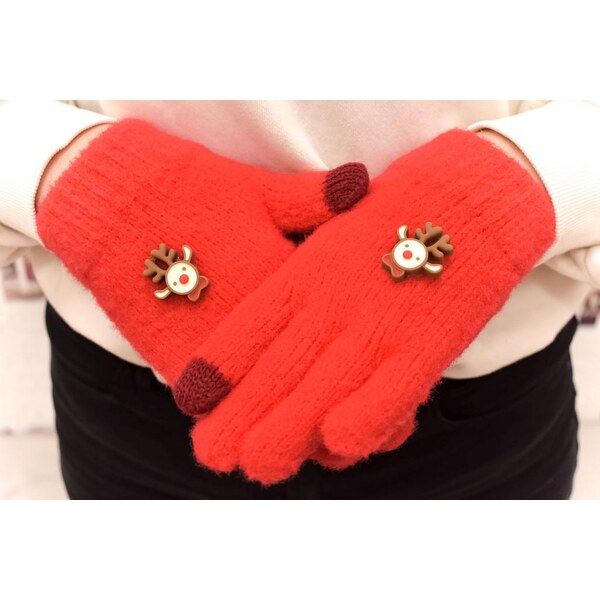 AURA.VIA Dievčenské červené mohérové rukavice ABIES 37063446