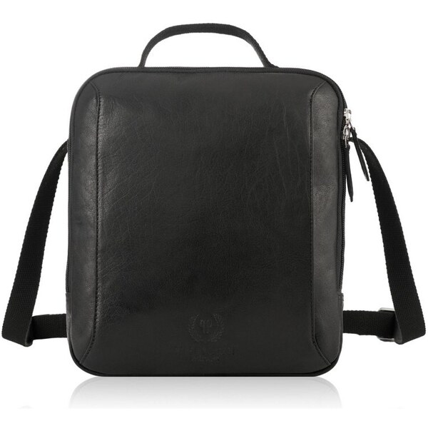 PAOLO PERUZZI Pánska kožená taška cez rameno | čierna IN-46-BL 62021729