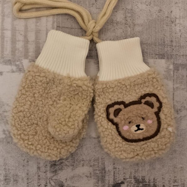 AURA.VIA Detské béžové bezpalcové rukavice BEAR 37078785