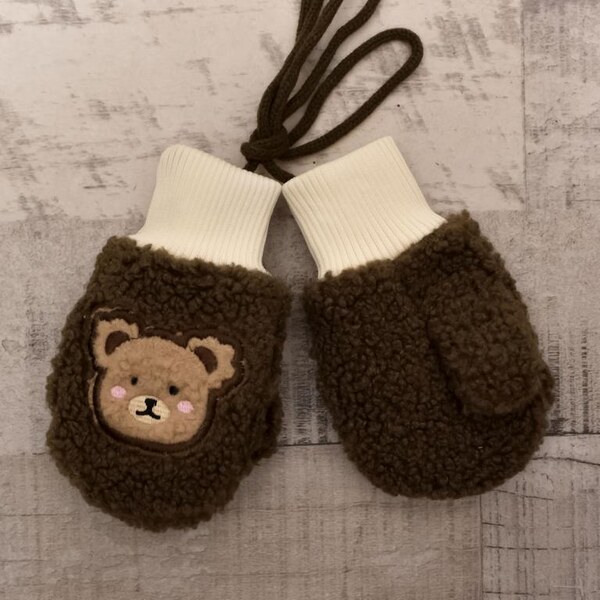 AURA.VIA Detské hnedé bezpalcové rukavice BEAR 37078786