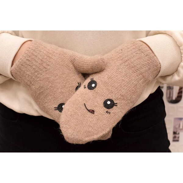 JOHN-C Vlnené bezpalcové béžové rukavice CATTY 37078818